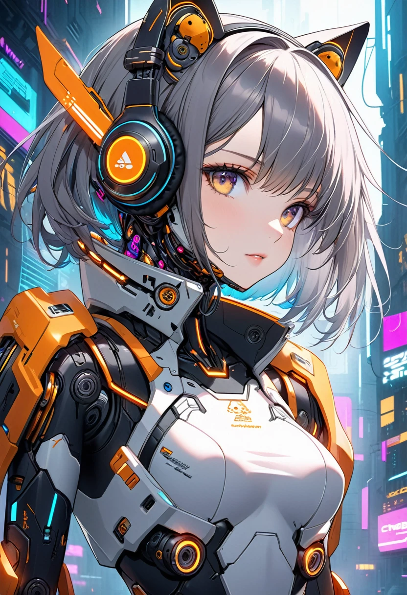 Anime girl in futuristic outfit with cat ears and headphones, Cute Cyborg Girl, Digital Cyberpunk Anime Art, Cyberpunk Anime Girl mech, female Cyberpunk Anime Girl, Cyberpunk Anime Girl, Beautiful girl cyborg, Perfect Android, anime cyberpunk art, Portrait Anime Astronaut Girl, Dreamy Cyberpunk Girl, Digital Cyberpunk - Anime Art, Girl wearing mecha cyber armor, Cyberpunk beautiful girl