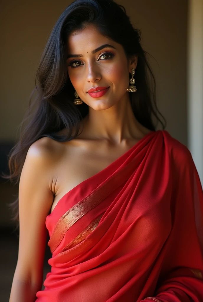 Hot indian women in red saree topless tits