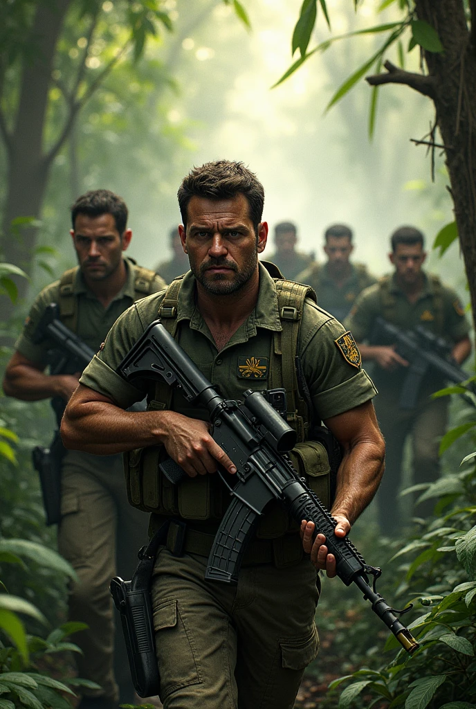 8 soldiers immersed in the jungle for 3 months in Peru in the year 2000, that looks realistic and not animated