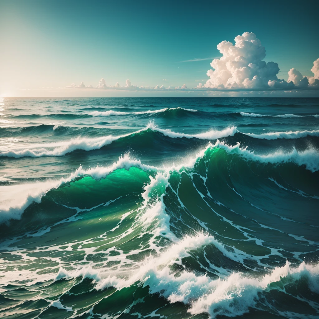 The sky, THE SEA, A GREEN LIGHT ON THE HORIZON