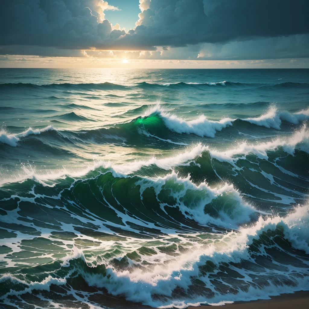 The sky, THE SEA, A GREEN LIGHT ON THE HORIZON