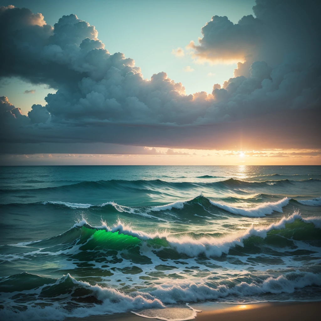 The sky, THE SEA, A GREEN LIGHT ON THE HORIZON