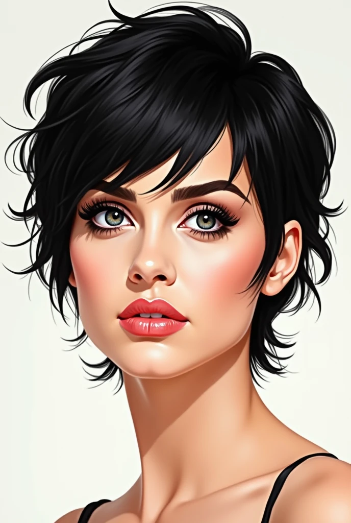 The singer katy perry's with short hair face with art style of simple brush strokes