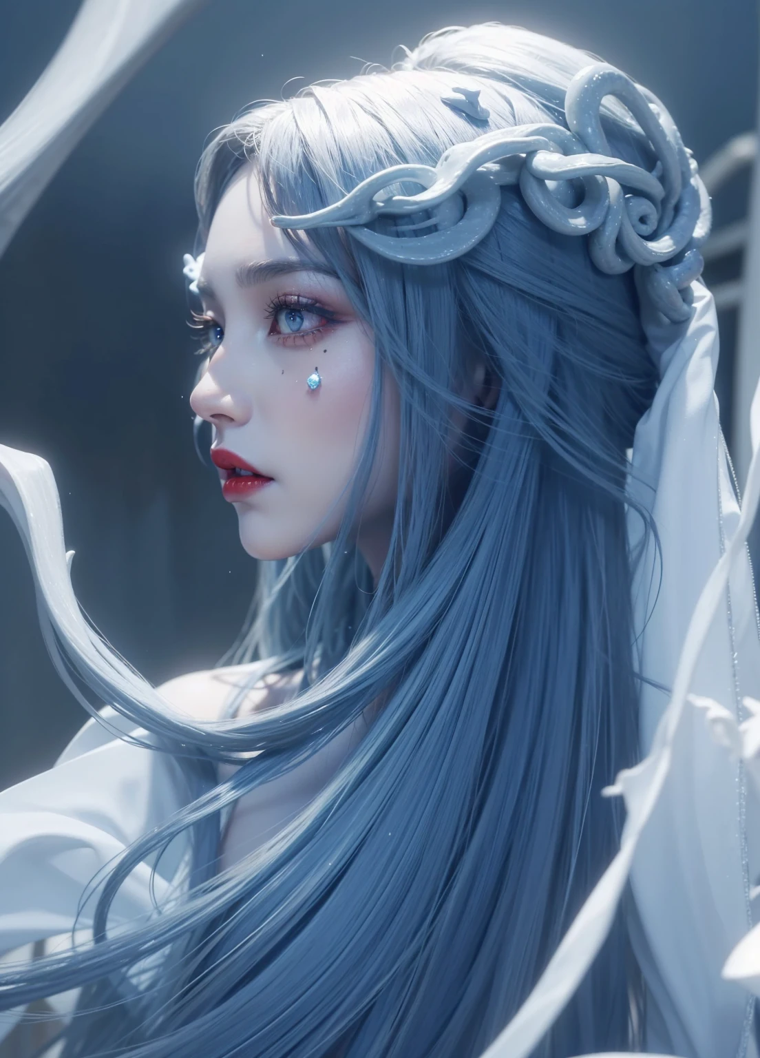 Detailed image quality,Witch Pandora,wing, Succubus Theme,堕落Angel,Excellent,scary,Secret Terror,Tentacles,With eyes,Uncanny Valley Effect,Beast Blood Moon,skeleton,vampire,Hellfire,Dark Queen,Angel,magician magic witch,Angel,Eyes are blue(Pupils as deep as the starry sky),Gorgeous tattoo designs all over the body,Surreal photos(8K picture quality,Rich in details),Dark eyeshadow,Sexy thick lips(Red lipstick),Tattoo designs on body,Dark Queen,Wear luxurious gold jewelry,Sparkling diamond gemstone,Dragon scale tattoo