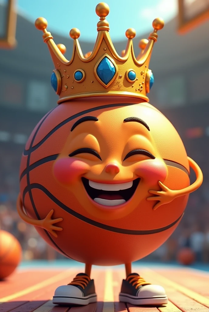 A Cartoon style basketball with a crown


