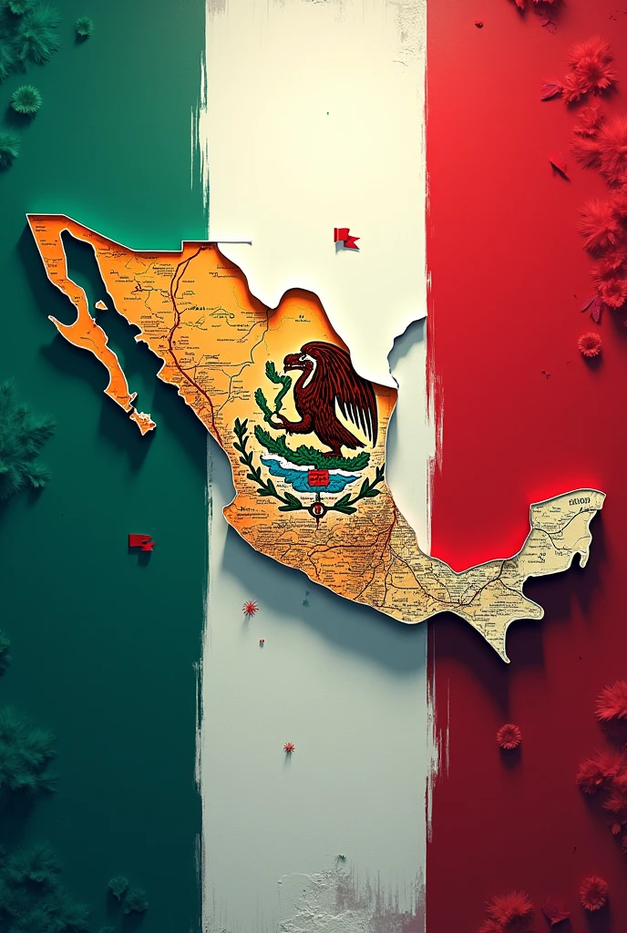 Map of Mexico and that comes out with the colors of its flag 