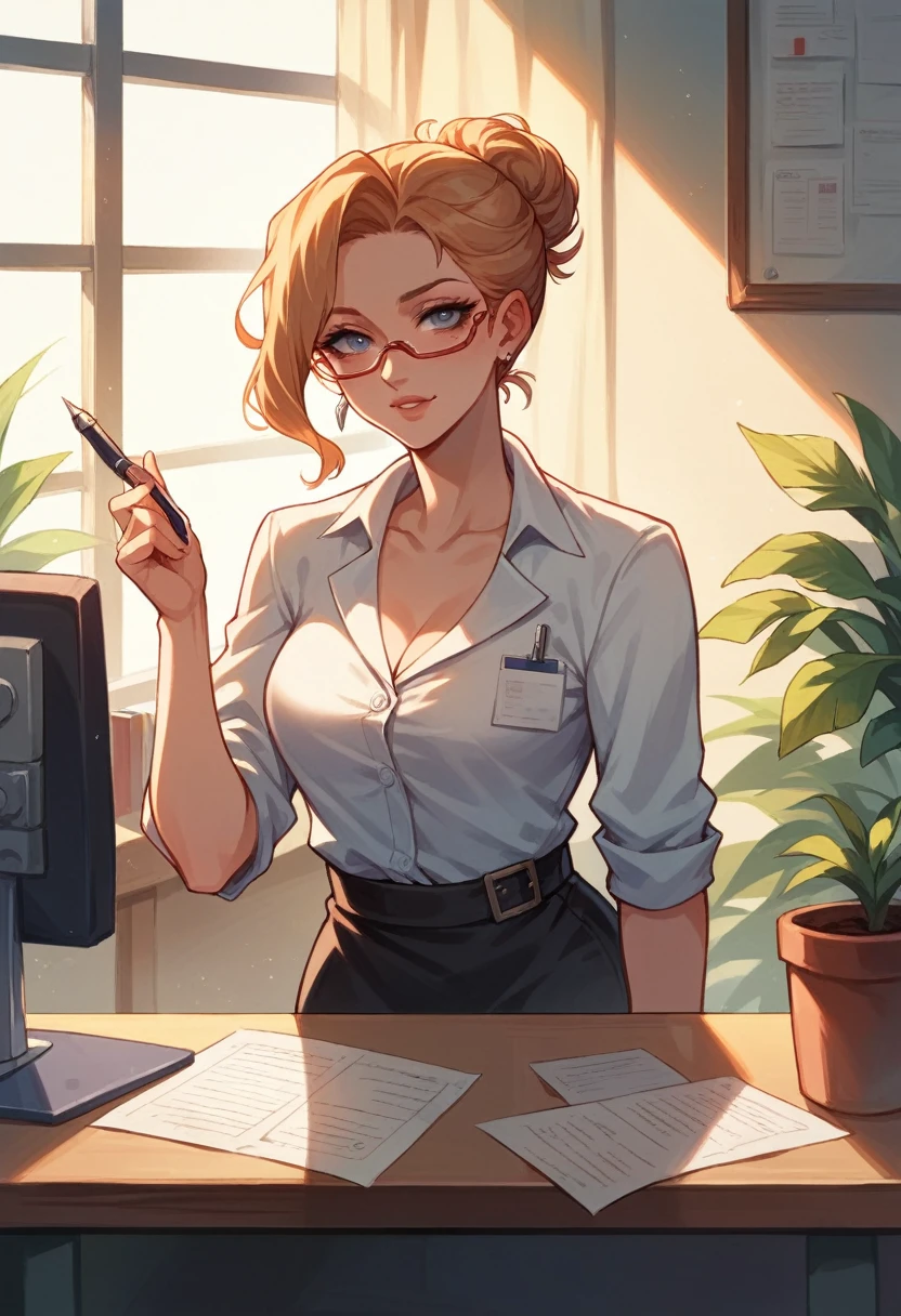 Office, rays of light, elegance face,erotic,ultra setil eyes,doctor,1 woman