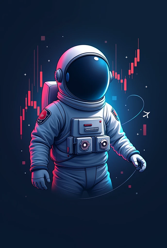 Create a logo for a company focused on the forex industry, used financial chart candles and also using an astronaut along with the name MFX 

