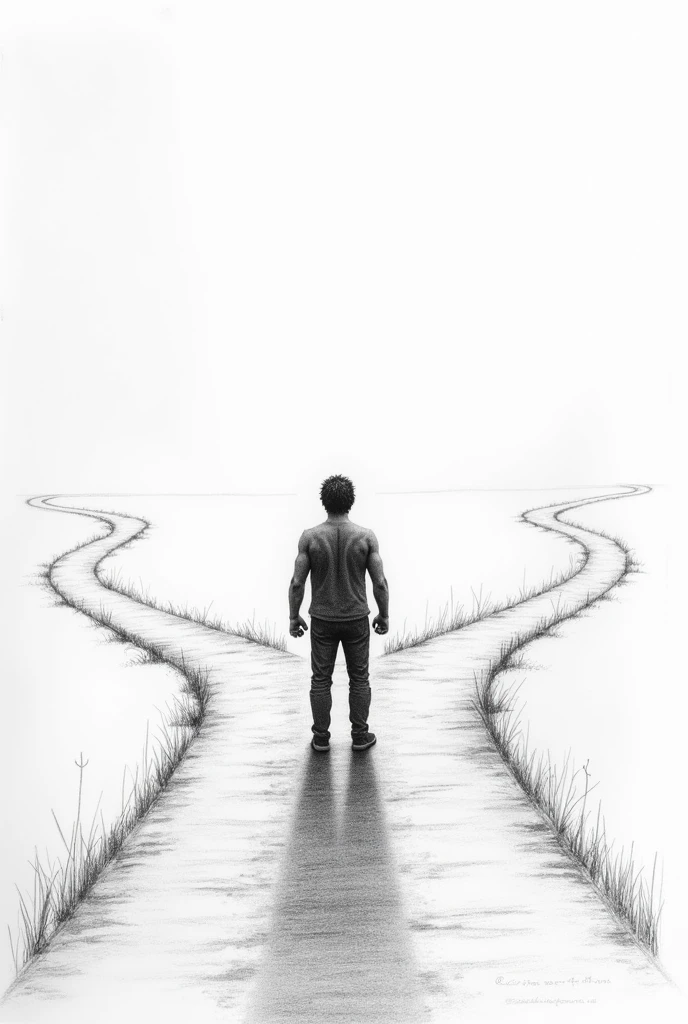 Create a pencil style drawing of a person by choosing between two paths, one of good and one of evil