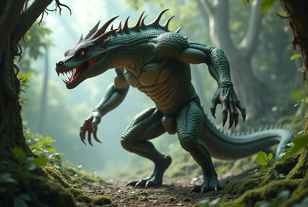 mix of a commodo dragon with a human being