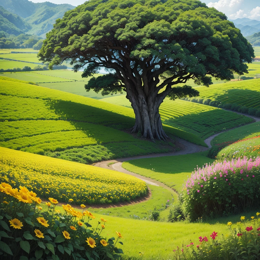 field of plants, flores, divine trees