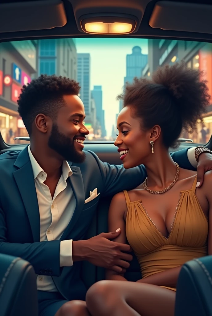 A young Nigerian man with his girlfriend in car
city of Lagos nigeria