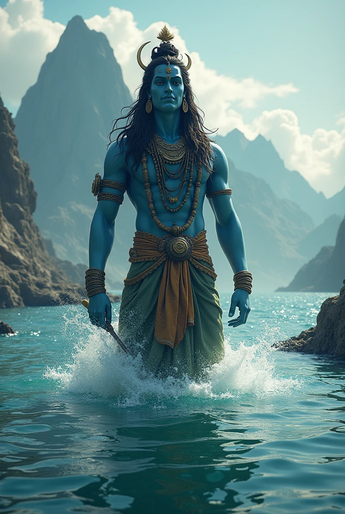 Shiv shankar nam'lord(near stand trident) on water