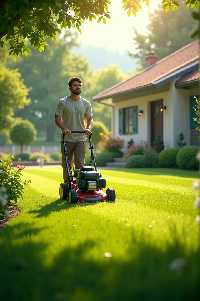 Mowing the grass