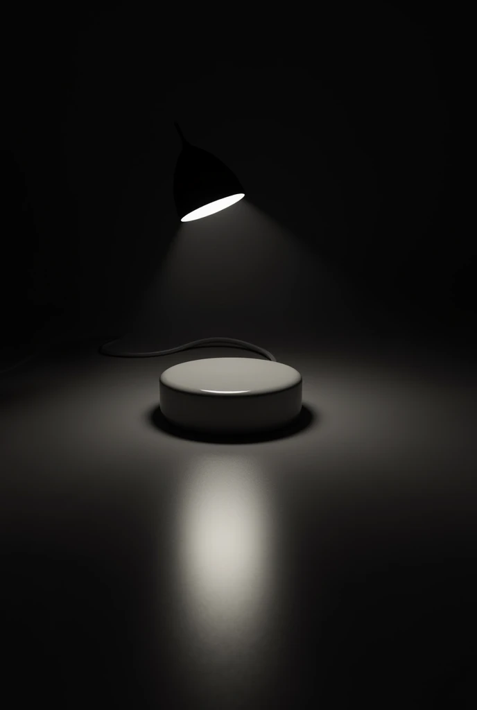 A classic image with a flat mirror in a dark environment, showing how light from a source (like a lamp) It is perfectly reflected on the mirror surface, forming an image identical to the light source.