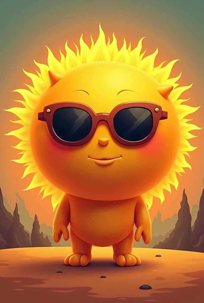 The sun with cool dark glasses with arms