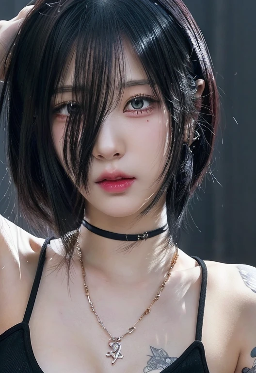 Anime girl with black hair and piercings wearing a black top., 1 7  anime gothic girl, detailed portrait of anime girl, clean detailed animated style, anime vibes, high quality anime art style, animated styled, animated style. 8k, anime art style, 2 d animated style, animated style character, in an animated style, animated style portrait