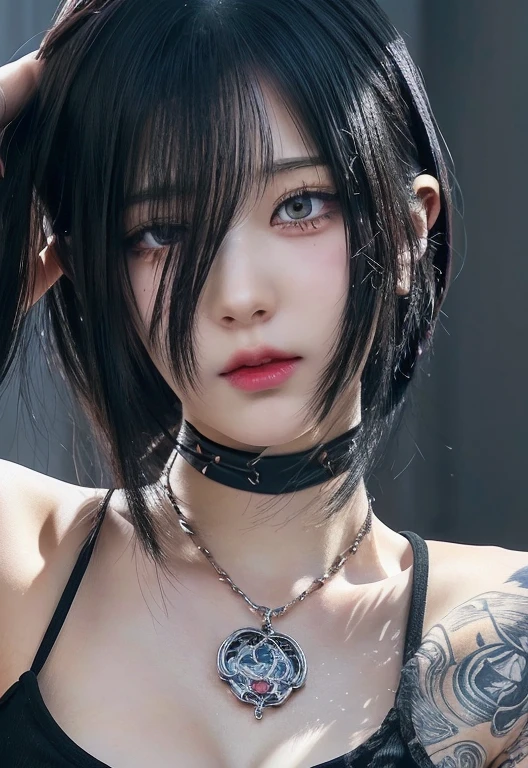 Anime girl with black hair and piercings wearing a black top., 1 7  anime gothic girl, detailed portrait of anime girl, clean detailed animated style, anime vibes, high quality anime art style, animated styled, animated style. 8k, anime art style, 2 d animated style, animated style character, in an animated style, animated style portrait