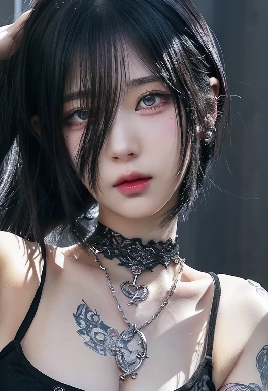 Anime girl with black hair and piercings wearing a black top., 1 7 year old anime gothic girl, detailed portrait of anime girl, clean detailed animated style, anime vibes, high quality anime art style, animated styled, animated style. 8k, anime art style, 2 d animated style, animated style character, in an animated style, animated style portrait