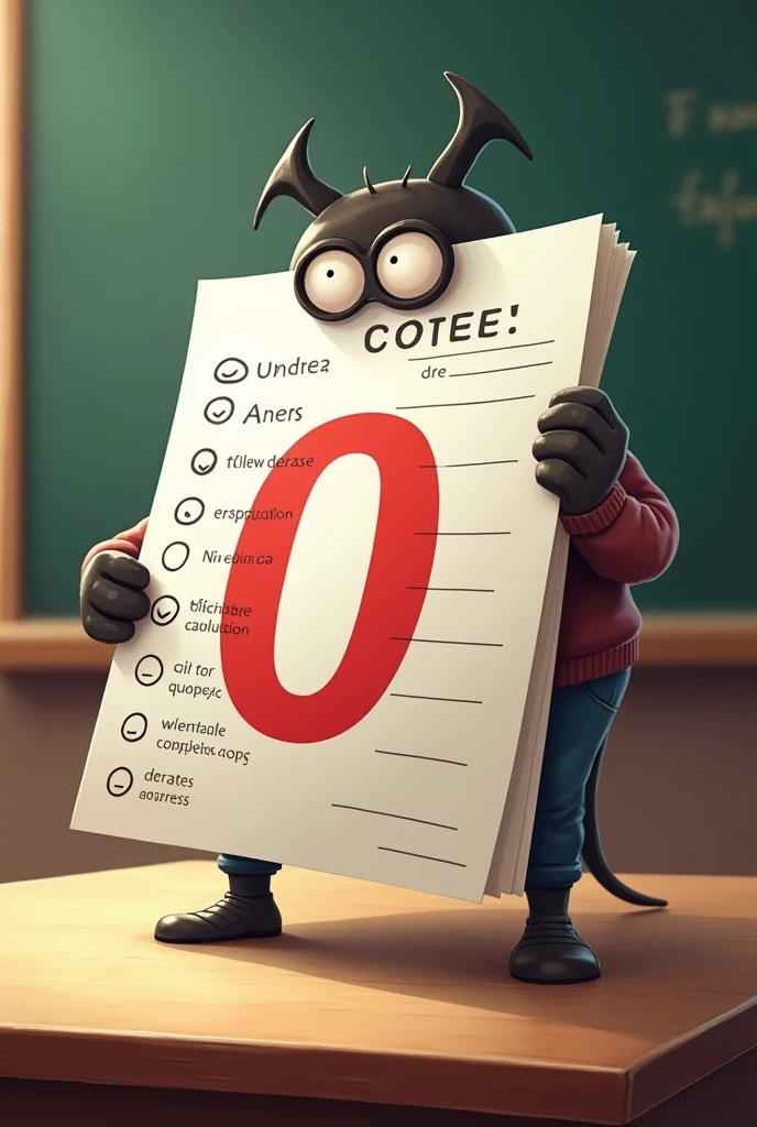 Create an exam with all the answers wrong and that has a 0 failed in red
