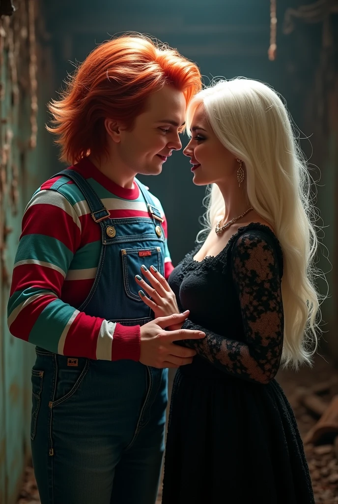 Couple dressed as Chucky and Tiffany
