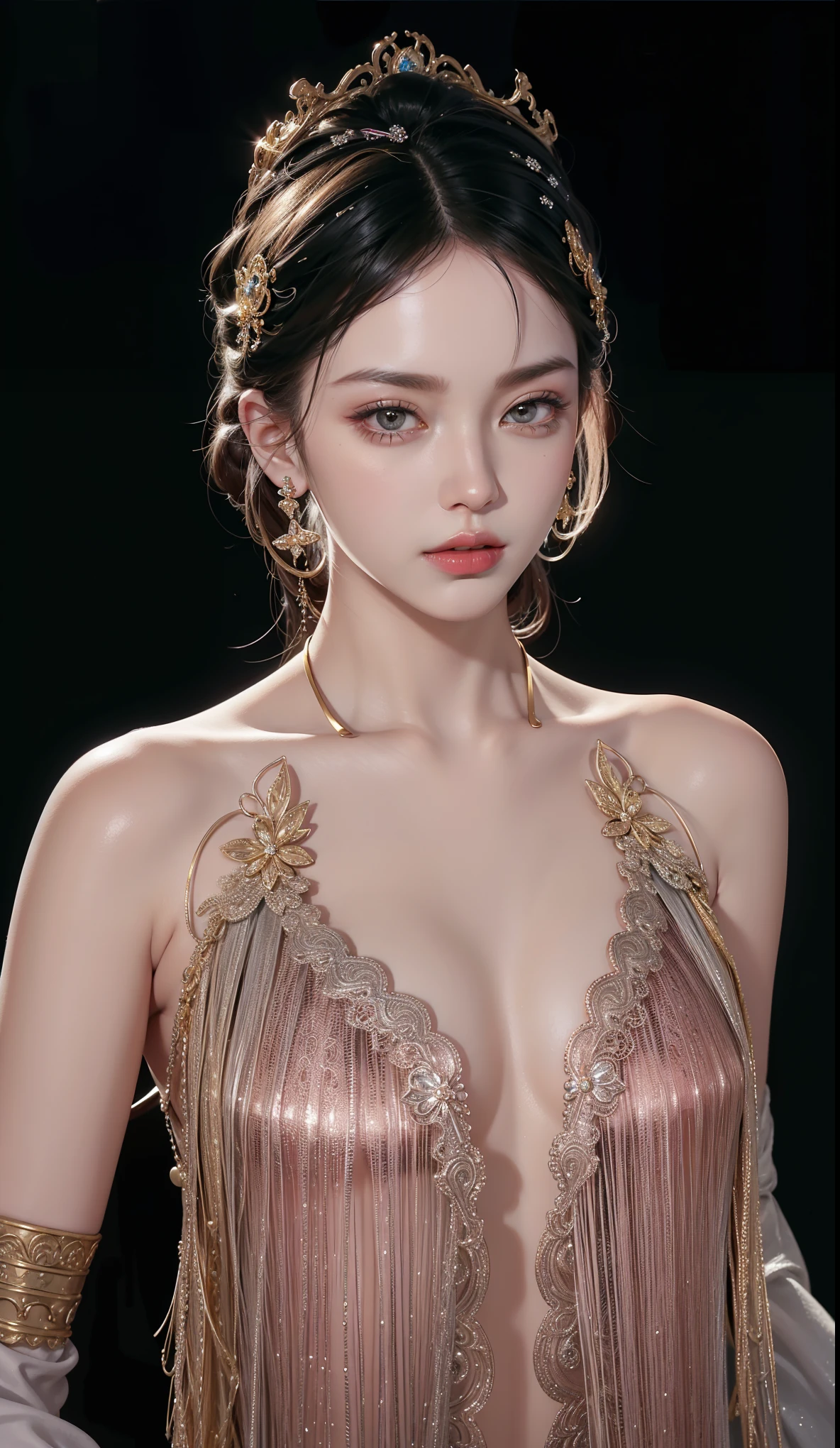 Royal sisters,Exquisite eyes,Frozen Queen,Put the crown on your head,Detailed facial expressions body,Tall and big,Glamorous characters,Leg length,4K,HD,Sensual,White translucent lace,白皙full image,Little cherry mouth,Beautiful and lovely,full image,Glossy Gel Coat,Vampire Queen in luxurious robes,Have a tattoo(Intricate tattoo designs),Ice Princess,Rich facial details,Gold diamonds,Luxurious and exquisite jewelry,Lace print knee socks