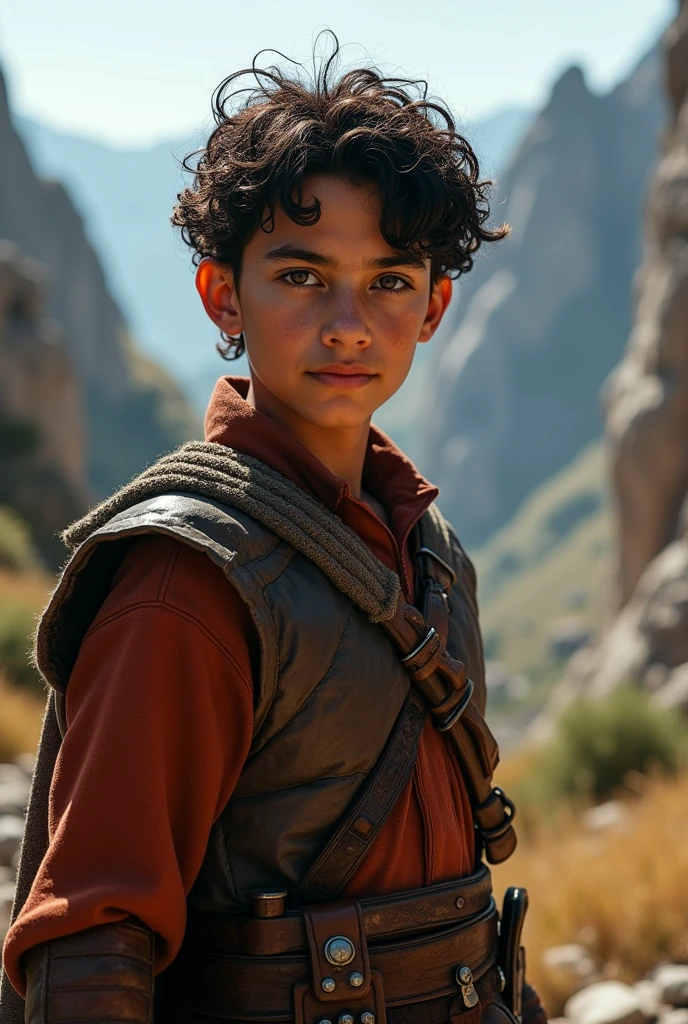 Create a 16 year old curly haired turkish hero