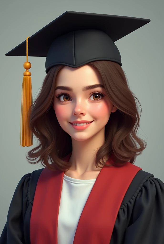 A brunette high school graduate