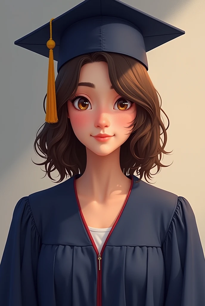 A brunette high school graduate