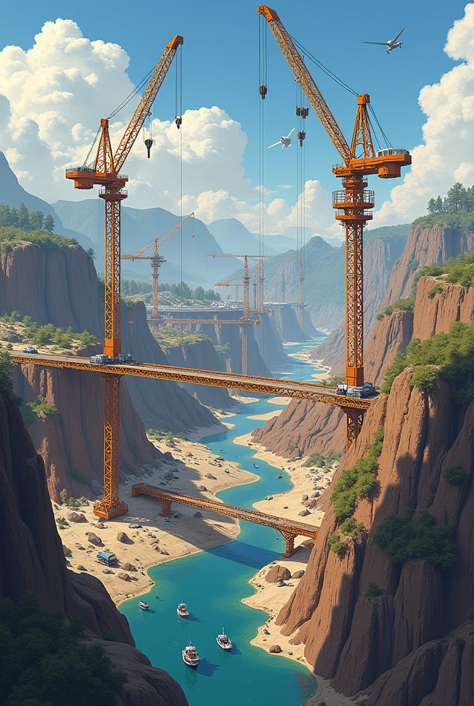 Create art in the form of national cards: infrastructure construction, military base construction, supply construction, port construction, electrical plant construction.