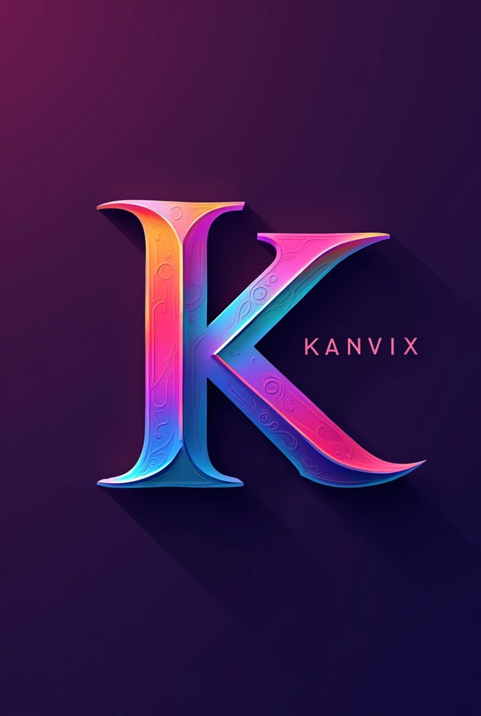Logo for Kanvix company using letter k make it really unique and colourful and change font don't make it 3D and show the concept of marketing and media change the font style of the letter K add one colour to the background not a picture