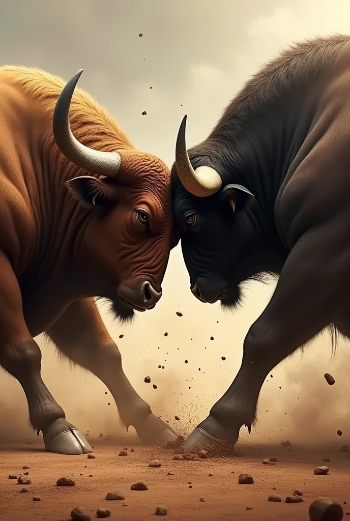 Image of two bulls fighting each other
