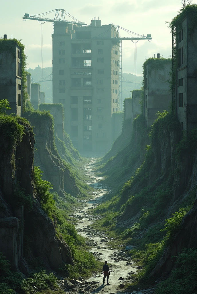 Hashima Island after the buildings were demolished and a redevelopment begins