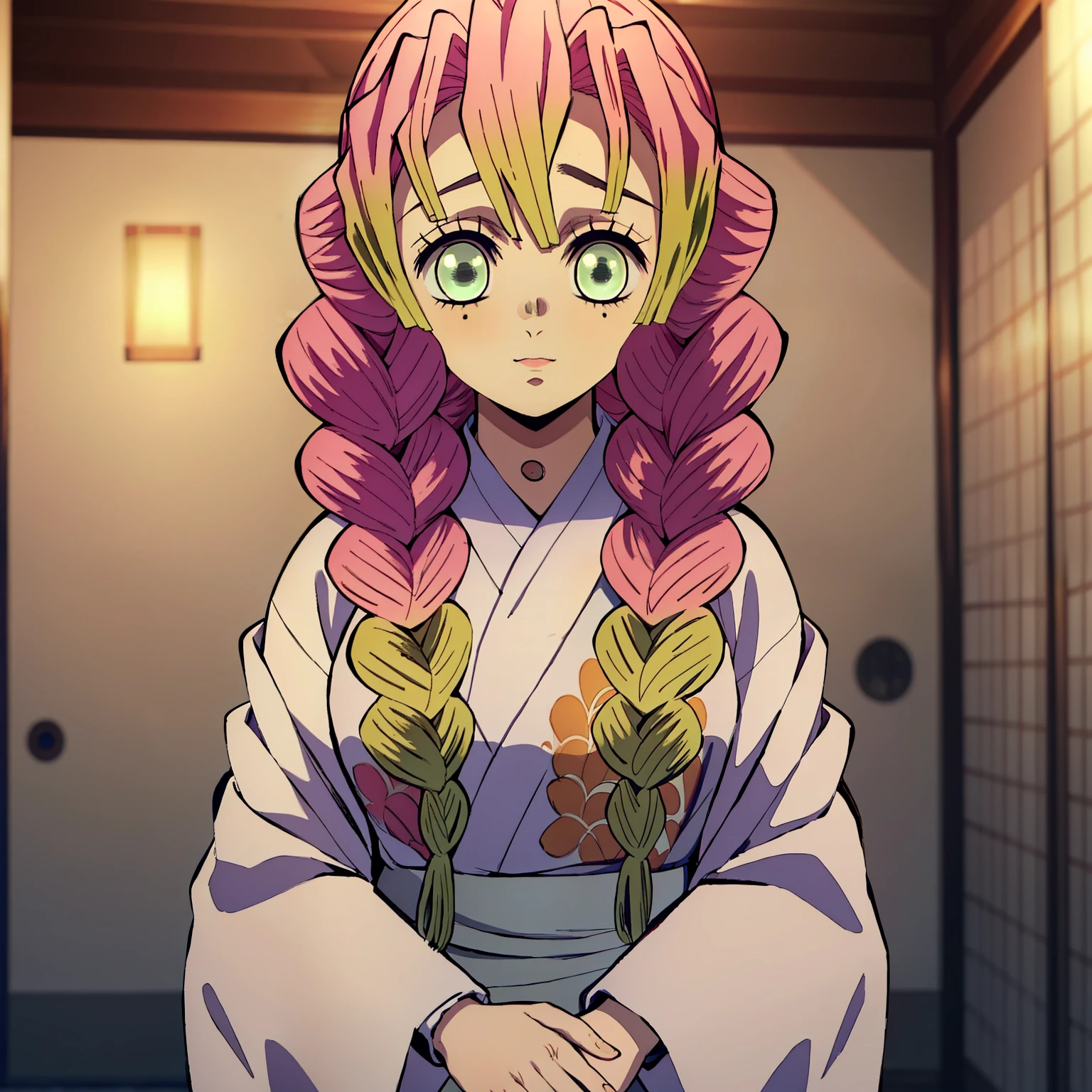 (masterpiece, Highest quality), Intricate details, 1 Chika, MitsuriKanroji, nice, Shadowy Face,whole body , relax,