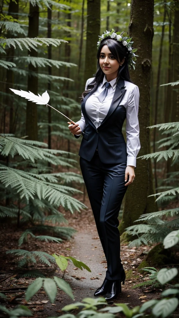Albedo dressed in a suit celebrating her birthday with many forest fairies