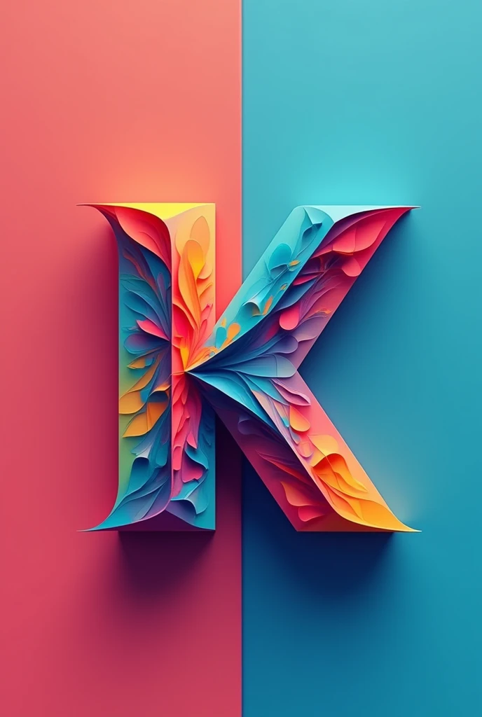 Logo for Kanvix company using letter k make it really unique and colourful and change font don't make it 3D and show the concept of marketing and media change the font style of the letter K add one colour to the background not a picture and make the letter K unique and creative