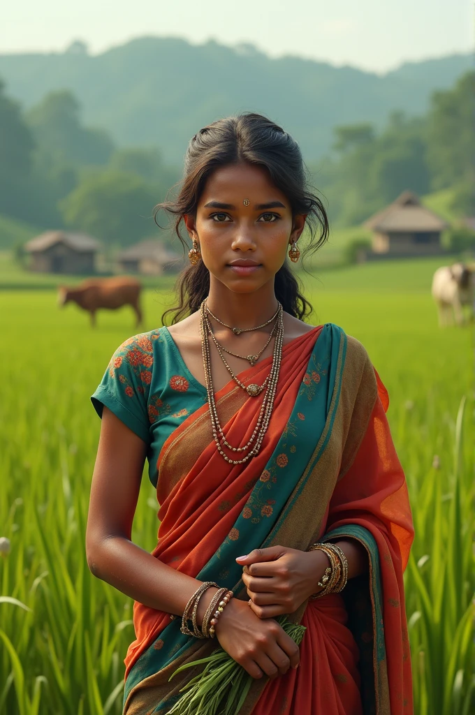 Create an image of modern Bangladeshi farmer girl
