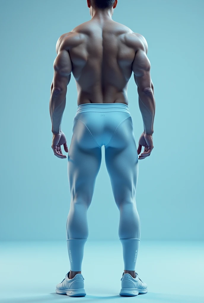 A light blue and white weightlifting brief 