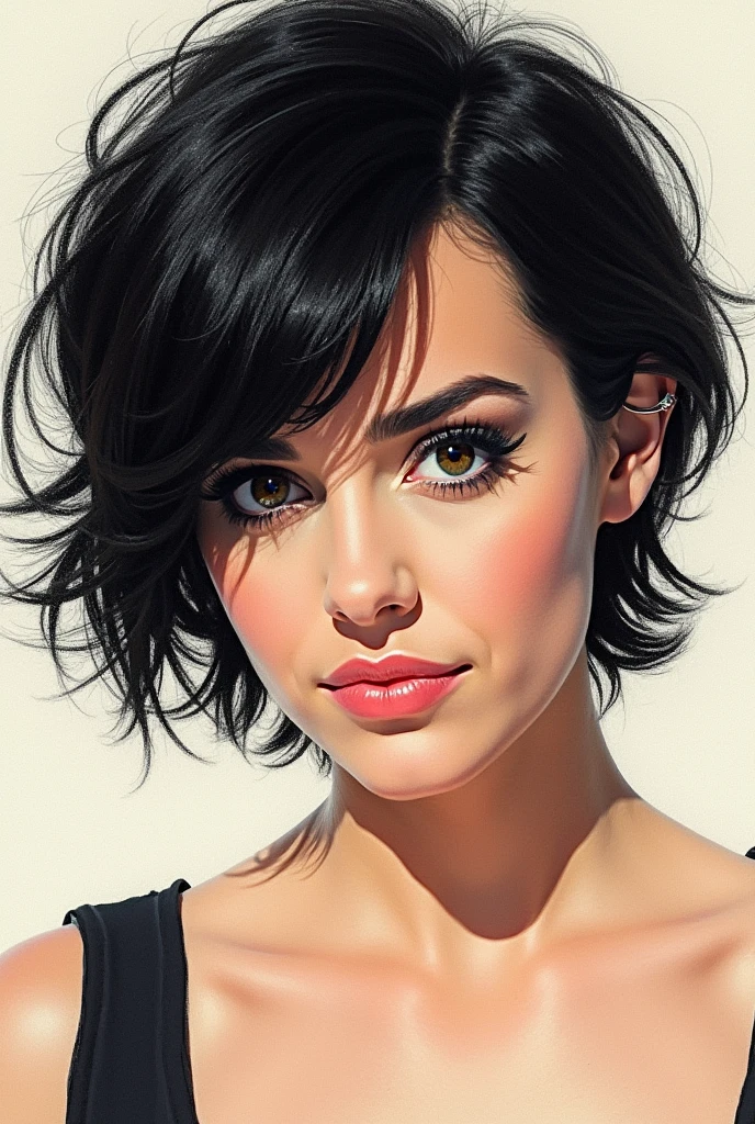 The singer katy perry's with short hair face with art style of mixed media sketches