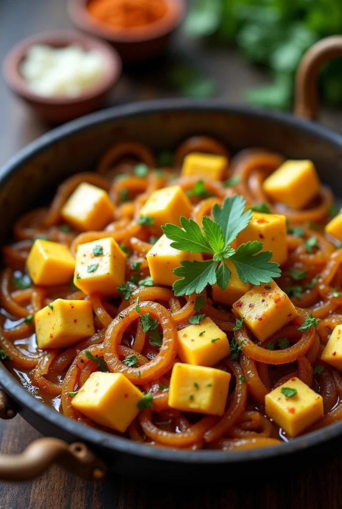 Kadhai onion paneer attractive vegetarian dish