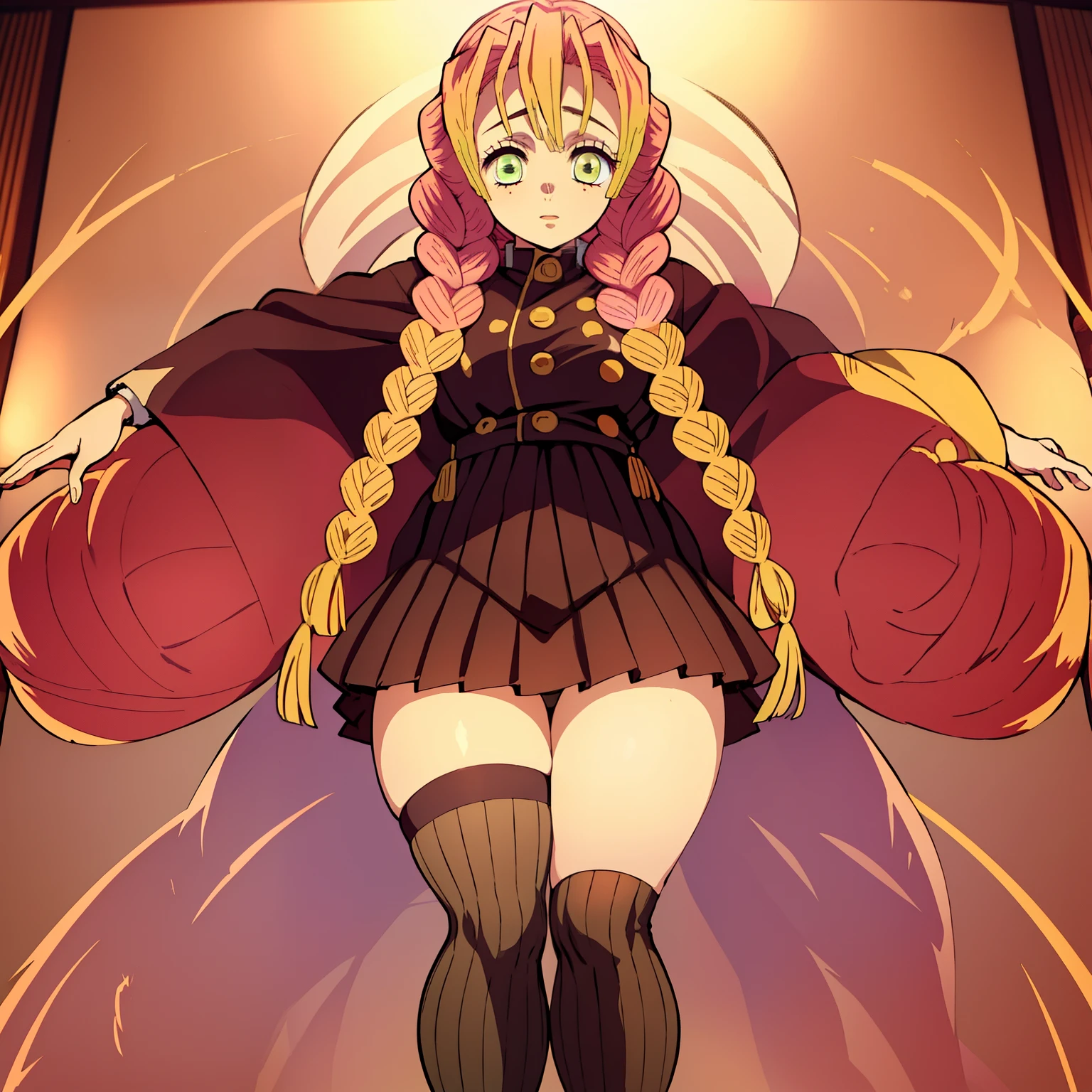 (masterpiece, Highest quality), Intricate details, 1 Chika, MitsuriKanroji, nice, Shadowy Face,whole body ,((Thighs)),