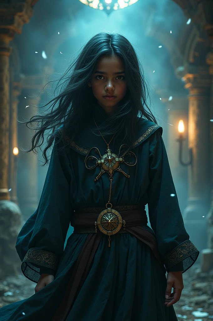 Dark-skinned boy with long hair, , with the power to control musical notes and control ghosts