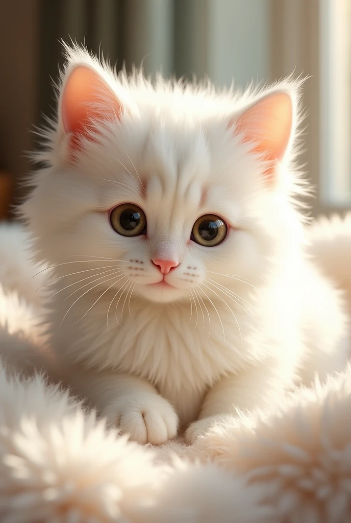 Furry white cat