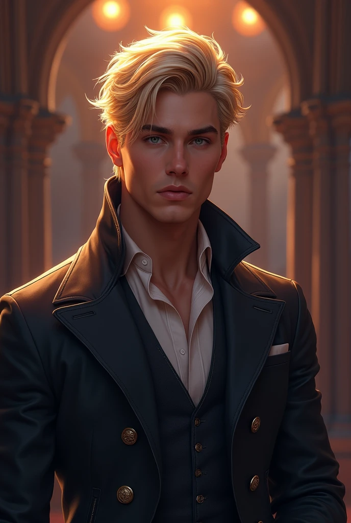 1 strong man, alpha, Cao Cao, blondie hair, 30years, comely, twilight style. dressed elegantly