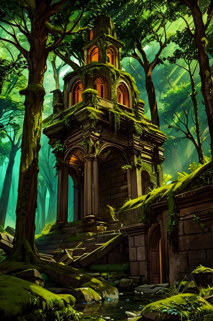 gorgeous woman made of stone and moss, dryad, sexy