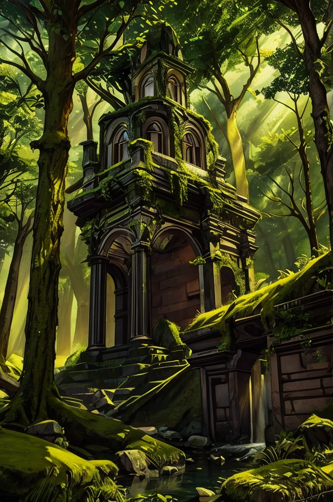 gorgeous woman made of stone and moss, dryad, sexy