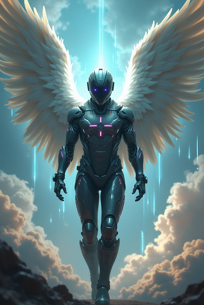Guardian angel Yehuiah with motorcycle helmet and wings