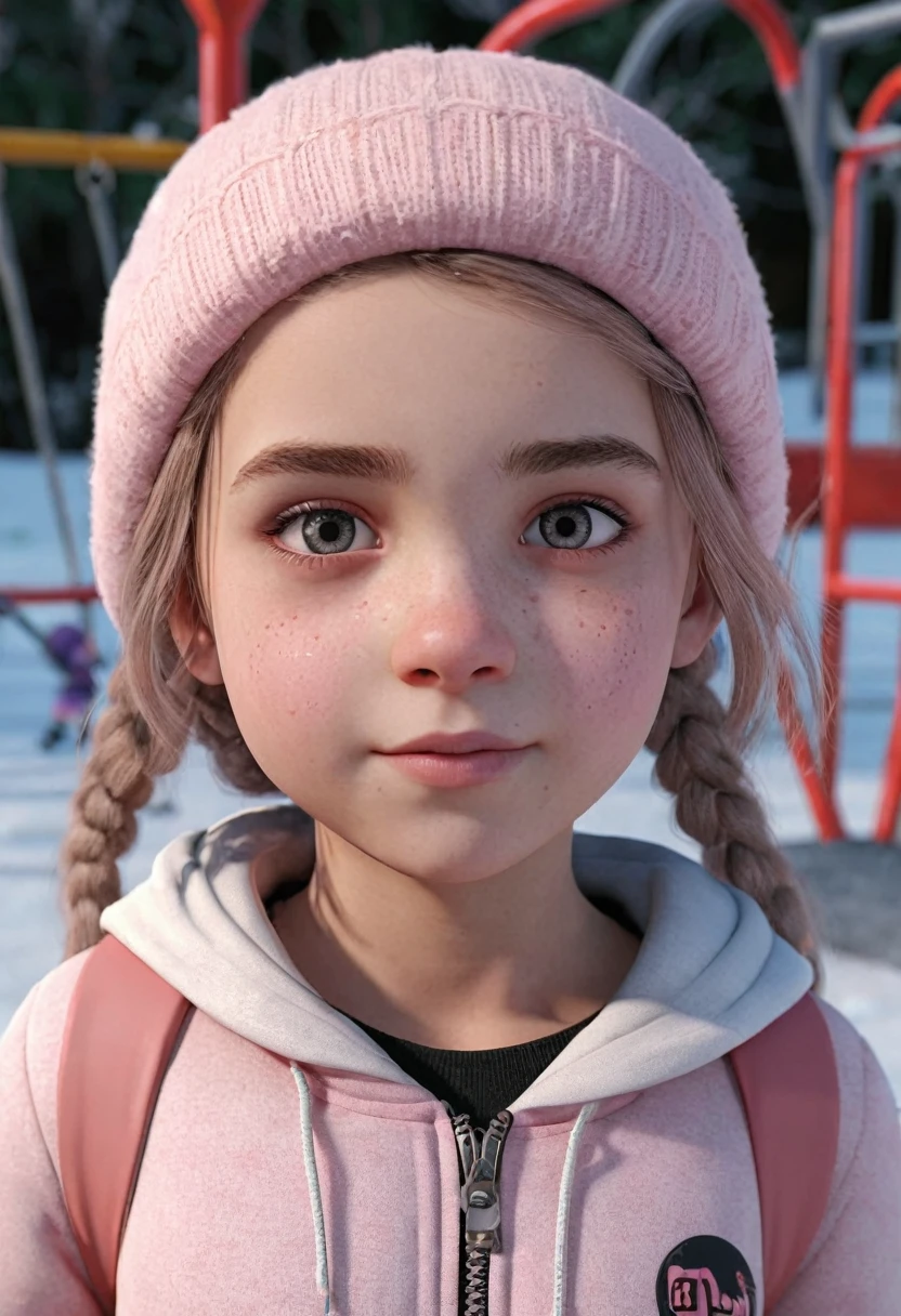 Teeb girl, cute, blush pink in the face,winter skin, , small feet, small legs, small arms, eyes black, realist, cgi, ultra resolução 24k, girl old idade 10 anos, full body, teenplayground