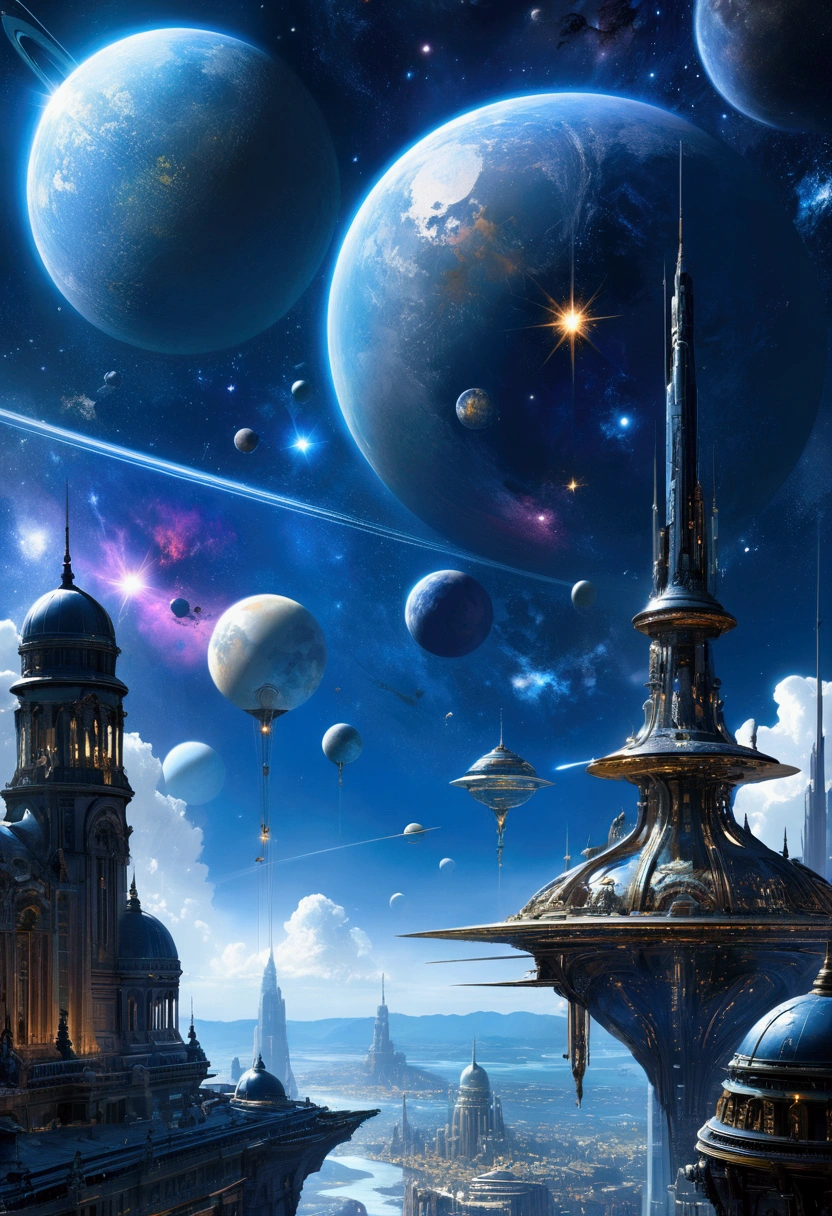 Starry Sky, by Stephan Martiniere, (best quality, masterpiece, photorealistic), very aesthetic, perfect composition, intricate details, ultra-detailed, vivid colors