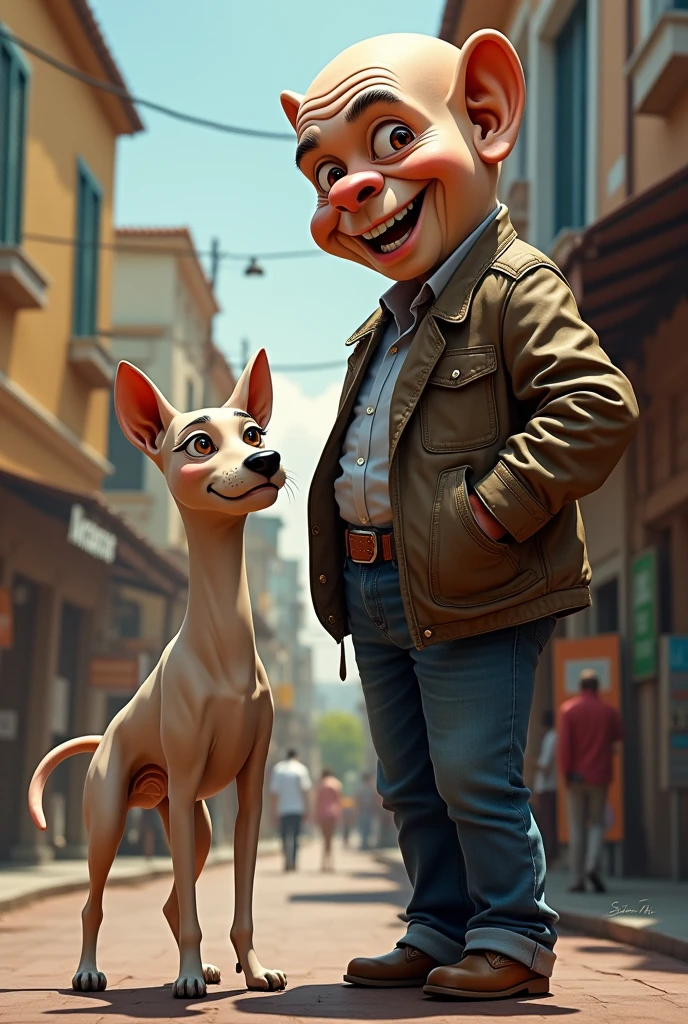 A bald dog next to Silvio Santos